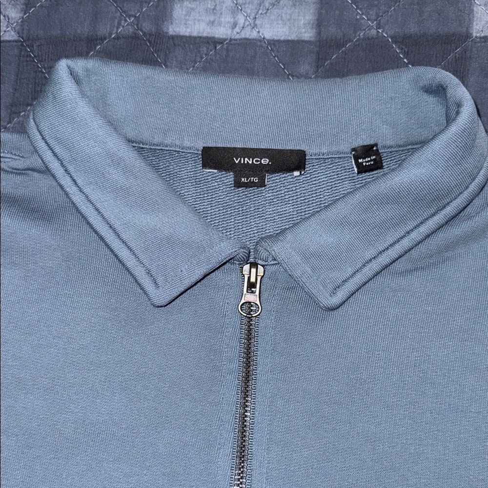 Vince Men's Zip Up Power Blue Polo Sweatshirt